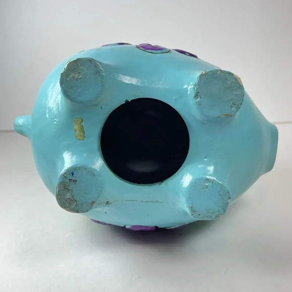 Vintage blue chalkware Piggy Bank - Picture 6 of 8